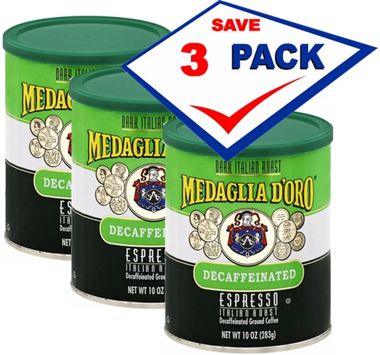 Medaglia D'Oro Decaffeinated Coffee 10 oz Can Pack of 3
